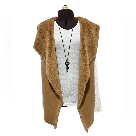 Twelfth Love Tan Cozy Waterfall Cardigan Vest Size S - Picture 1 of 9